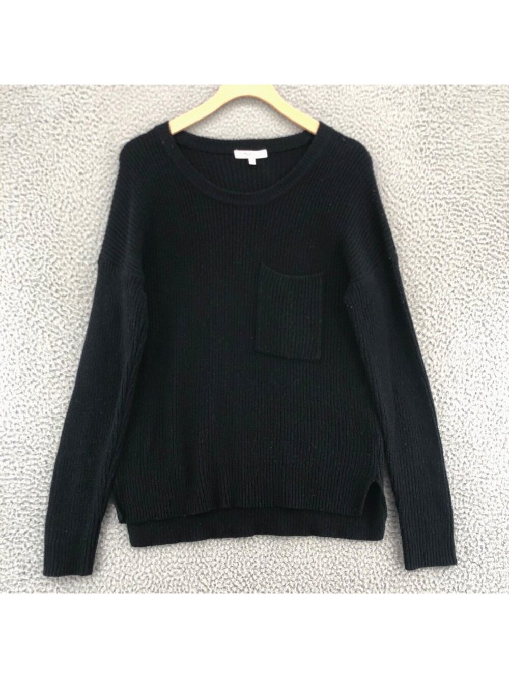 Madewell Sweater Womens Extra Small Black Shaker Knit Pocket Pullover Classic